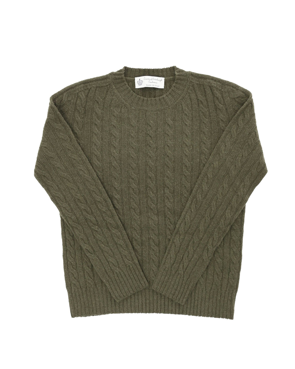 Suéter de cuello redondo para mujer de cachemira Crown of Edinburgh COE 0033 KHAKI