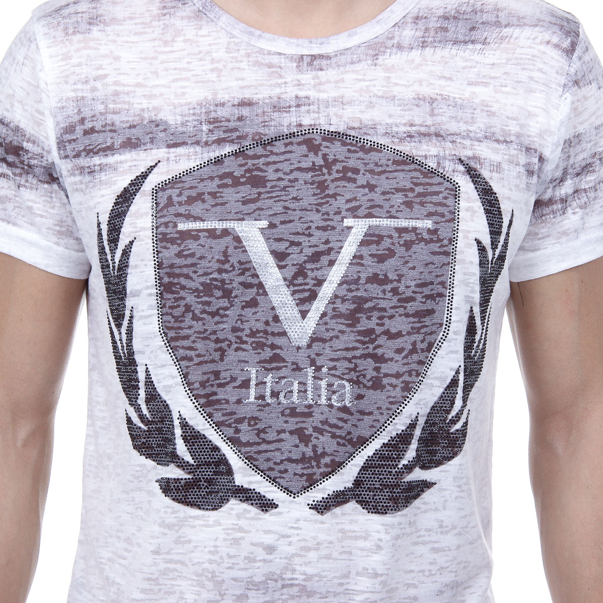 V 1969 Italia Mens T-shirt Short Sleeves Round Neck White LOGAN