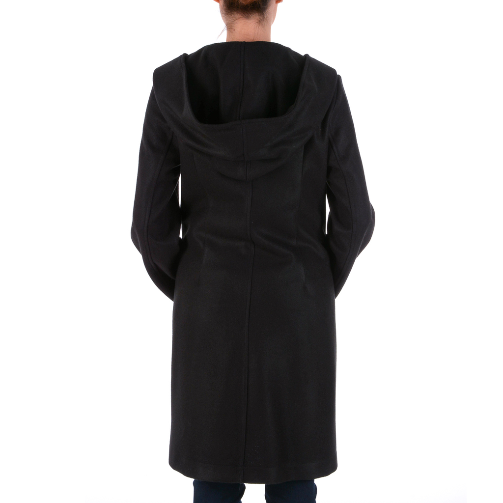 V 1969 Italia Abrigo de mujer Mangas largas Negro STOCCOLMA