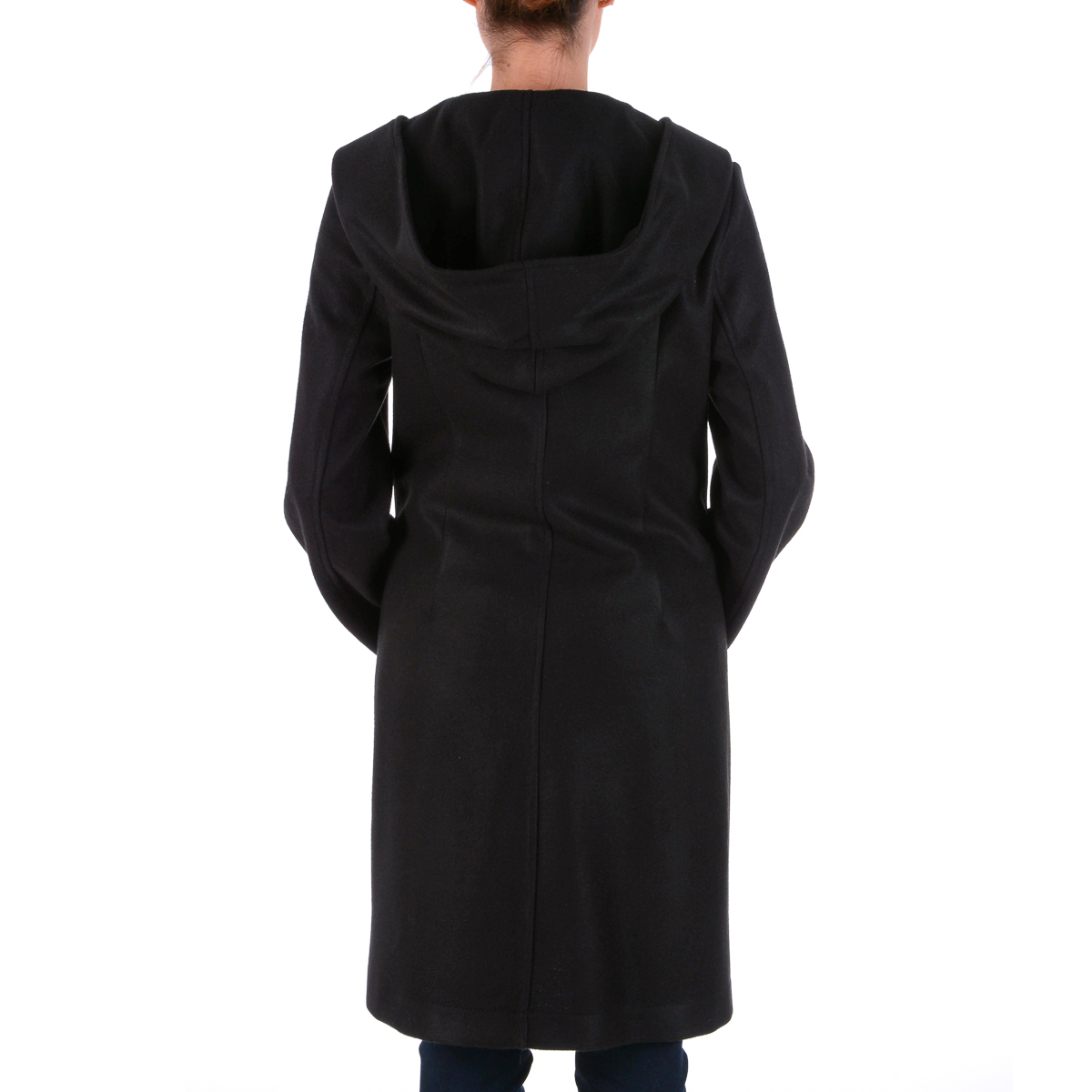 V 1969 Italia Abrigo de mujer Mangas largas Negro STOCCOLMA