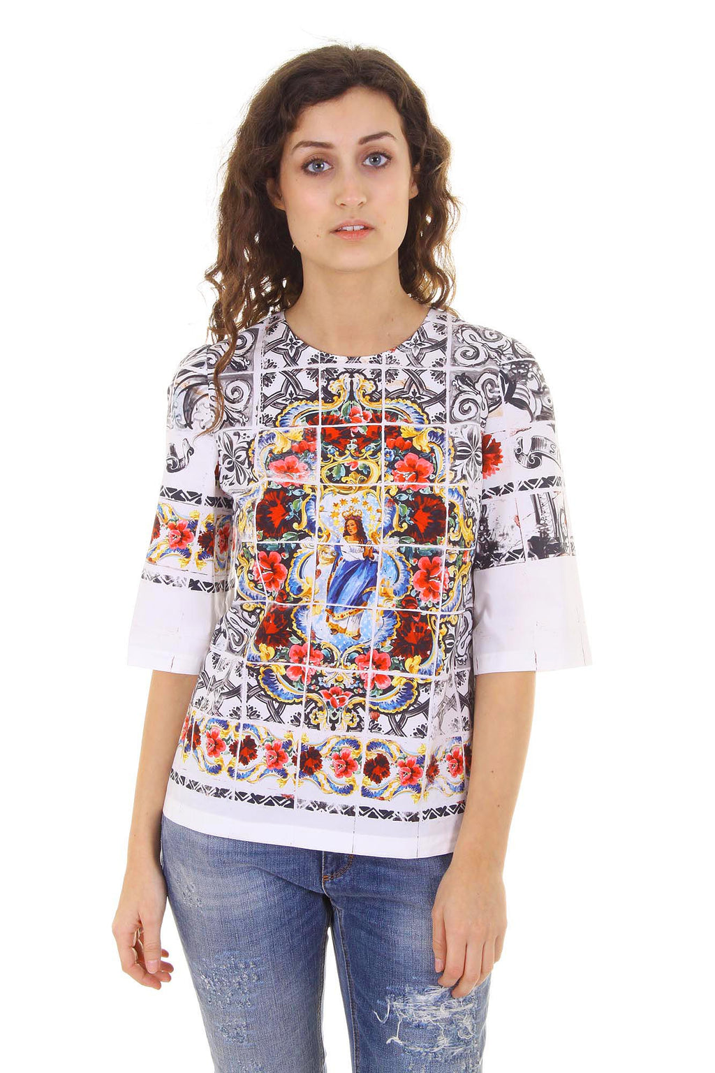 Top de manga corta para mujer Dolce & Gabbana F7Q09T FP5KC X0800