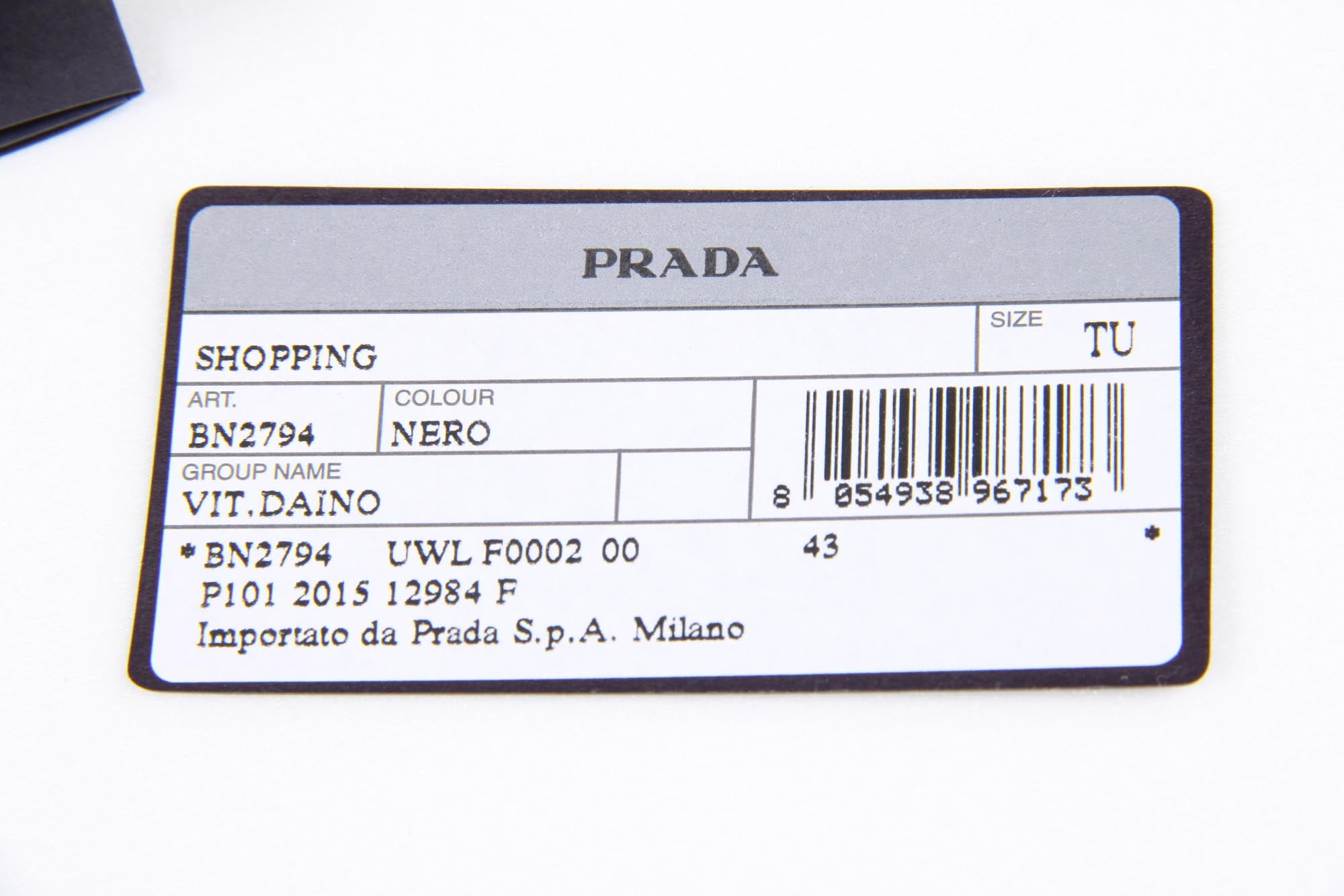 Bolso de compras Prada BN2794 Nero Vitello Daino