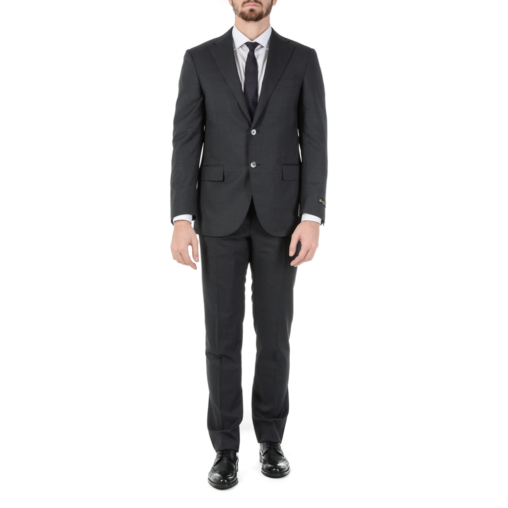 Corneliani Mens Suit Long Sleeves Dark Grey Super 130's