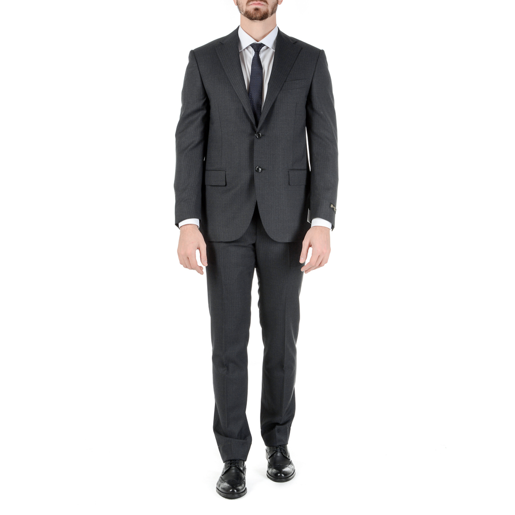 Corneliani Mens Suit Long Sleeves Dark Grey Super 130's