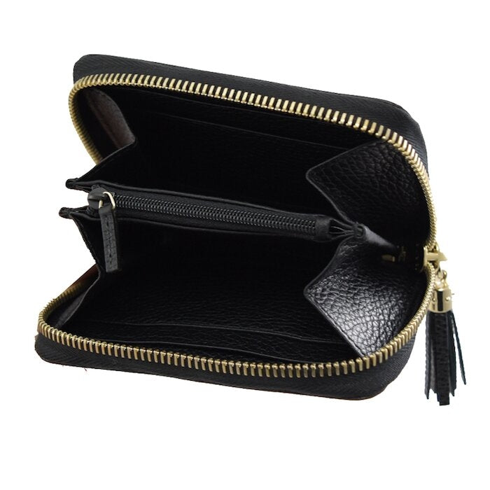 Cartera pequeña con cremallera Gucci Soho de piel con estampado GG en color negro
