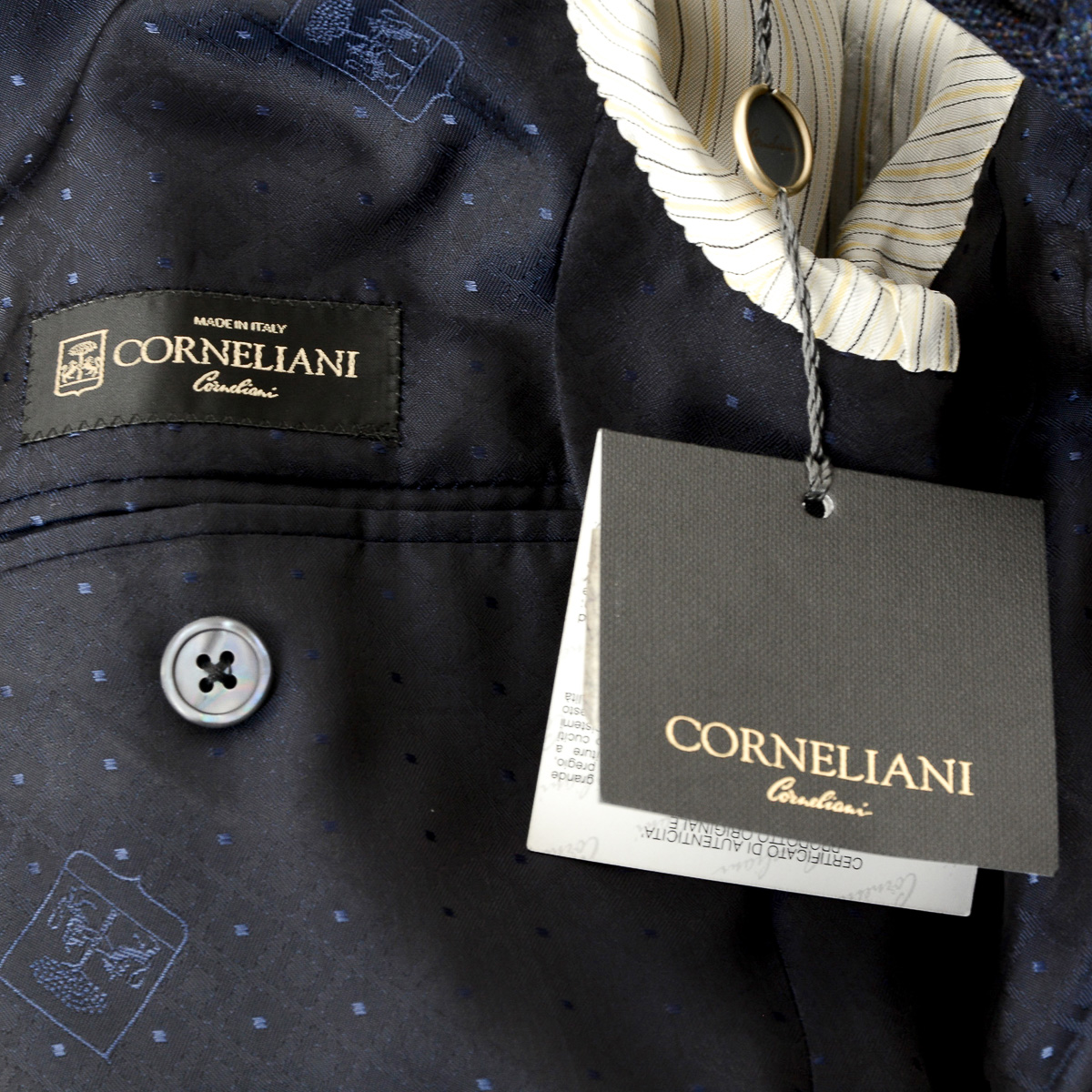 Corneliani Mens Jacket Long Sleeves Dark Blue
