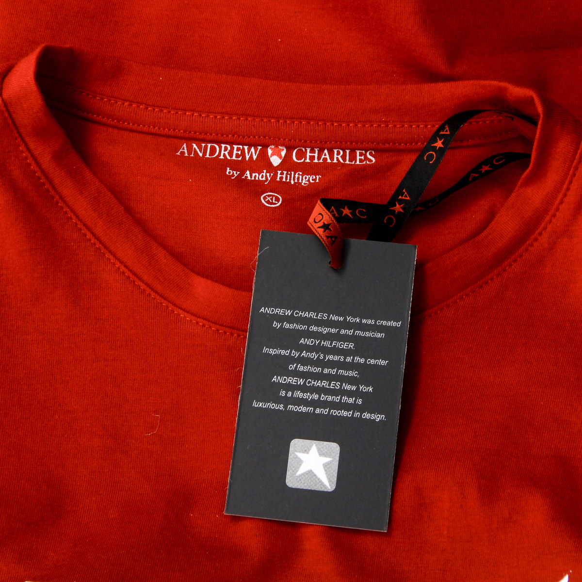 Camiseta Andrew Charles para hombre, manga corta, cuello redondo, roja, KEITA