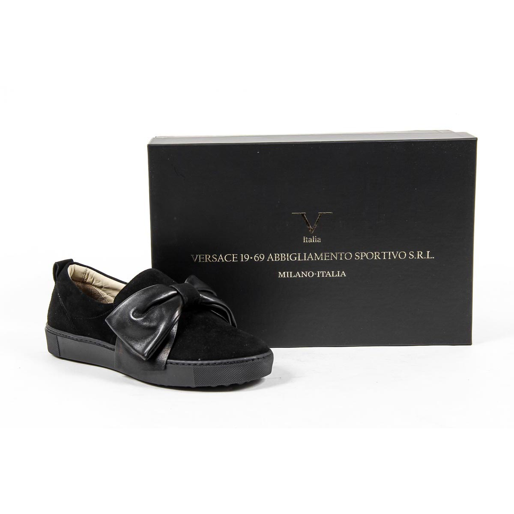 V 1969 Italia Zapatillas sin cordones para mujer 302076 CAMOSCIO NERO/NAPPA NERO