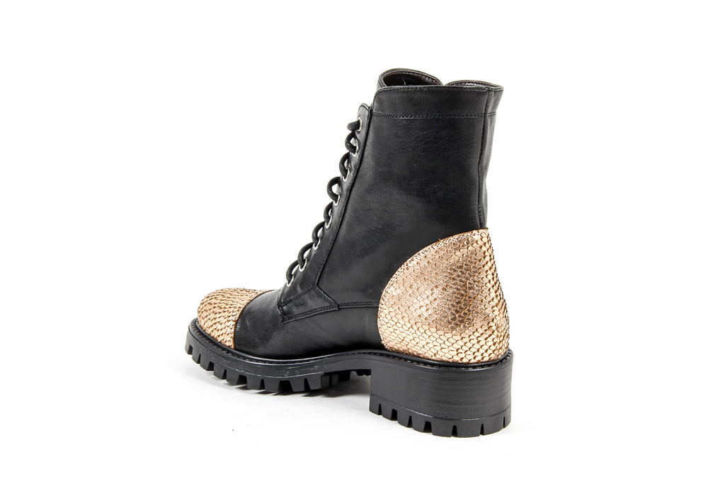 V 1969 Italia Womens Short Boot Black STONE