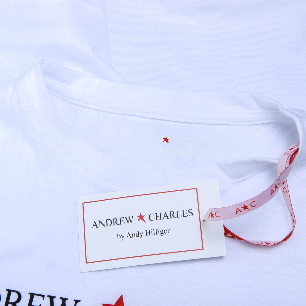 Camiseta Andrew Charles para mujer, manga corta, cuello redondo, color blanco TARANA