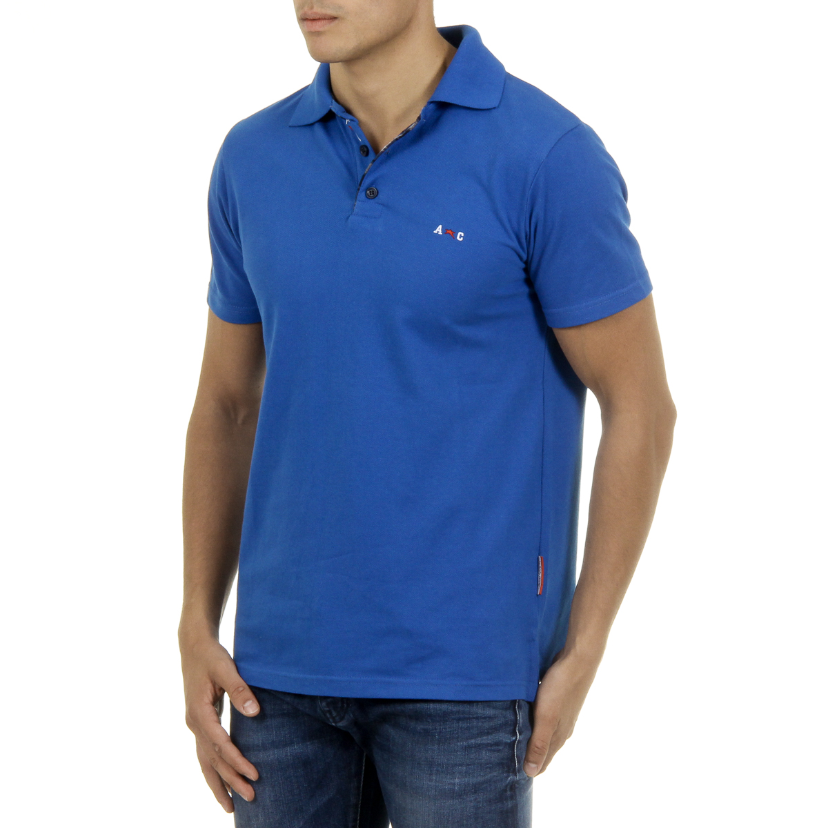 Polo Andrew Charles para hombre de manga corta azul SEMELO