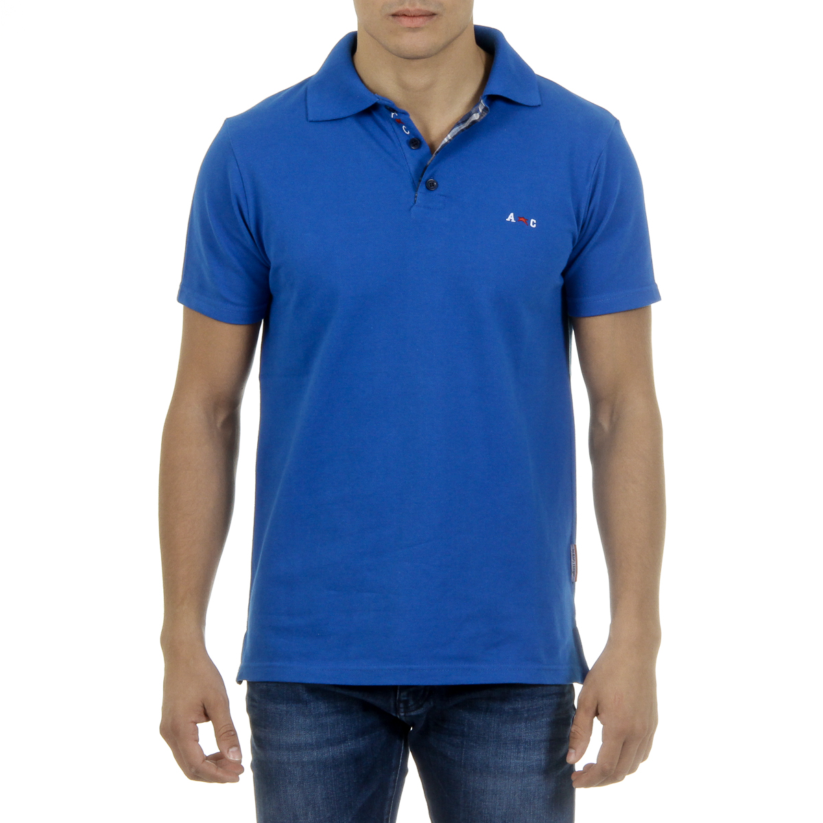 Polo Andrew Charles para hombre de manga corta azul SEMELO
