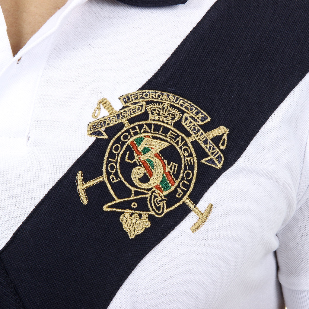 Polo Ufford & Suffolk Polo Club para hombre, manga corta, US003, blanco