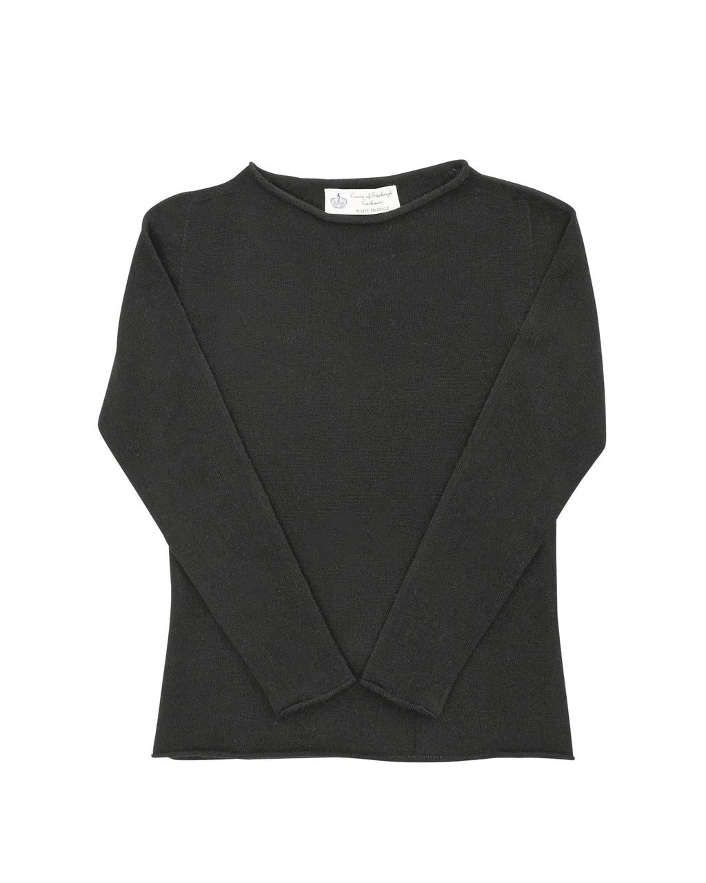Suéter de cuello barco para mujer de cachemira Crown of Edinburgh COE 0025 NEGRO