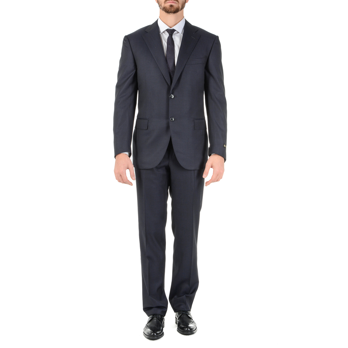 Corneliani Mens Suit Long Sleeves Dark Grey Super 120's