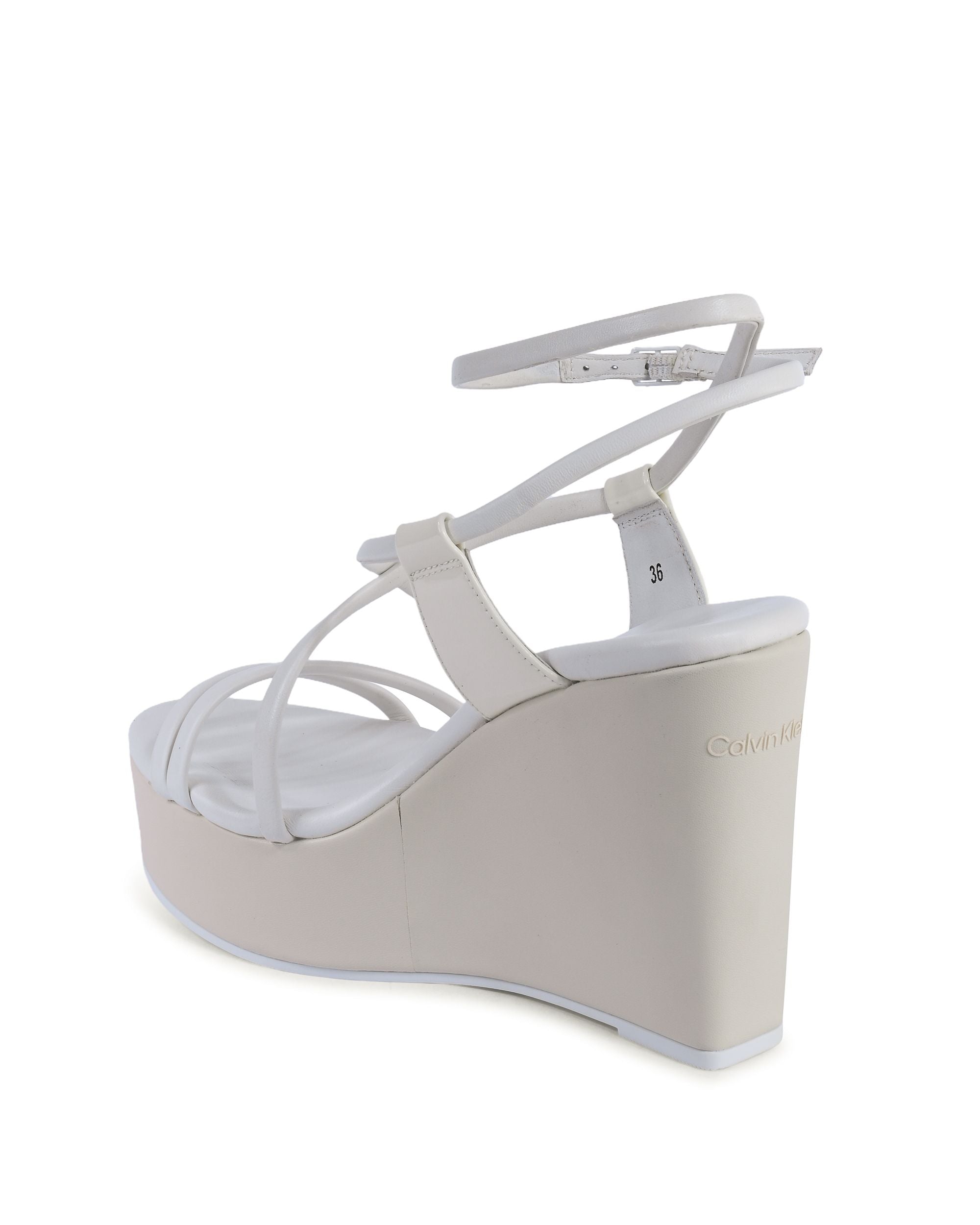 Calvin Klein - Sandalias de cuña para mujer, color blanco, HW0HW019520K9