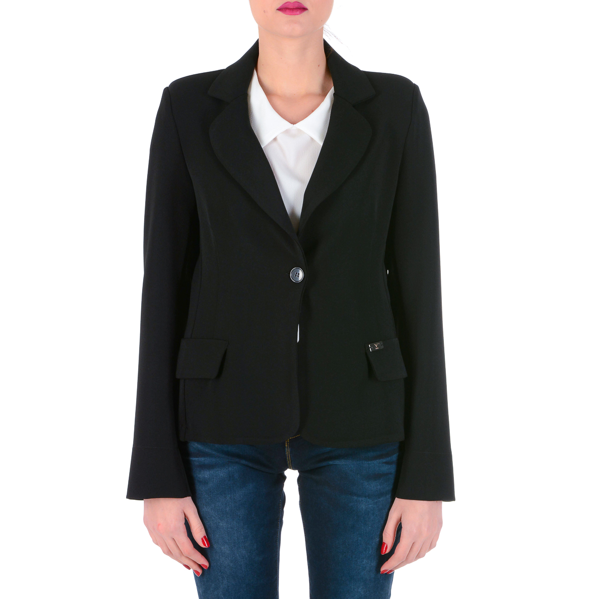 Chaqueta de mujer V 1969 Italia de manga larga negra ROMA