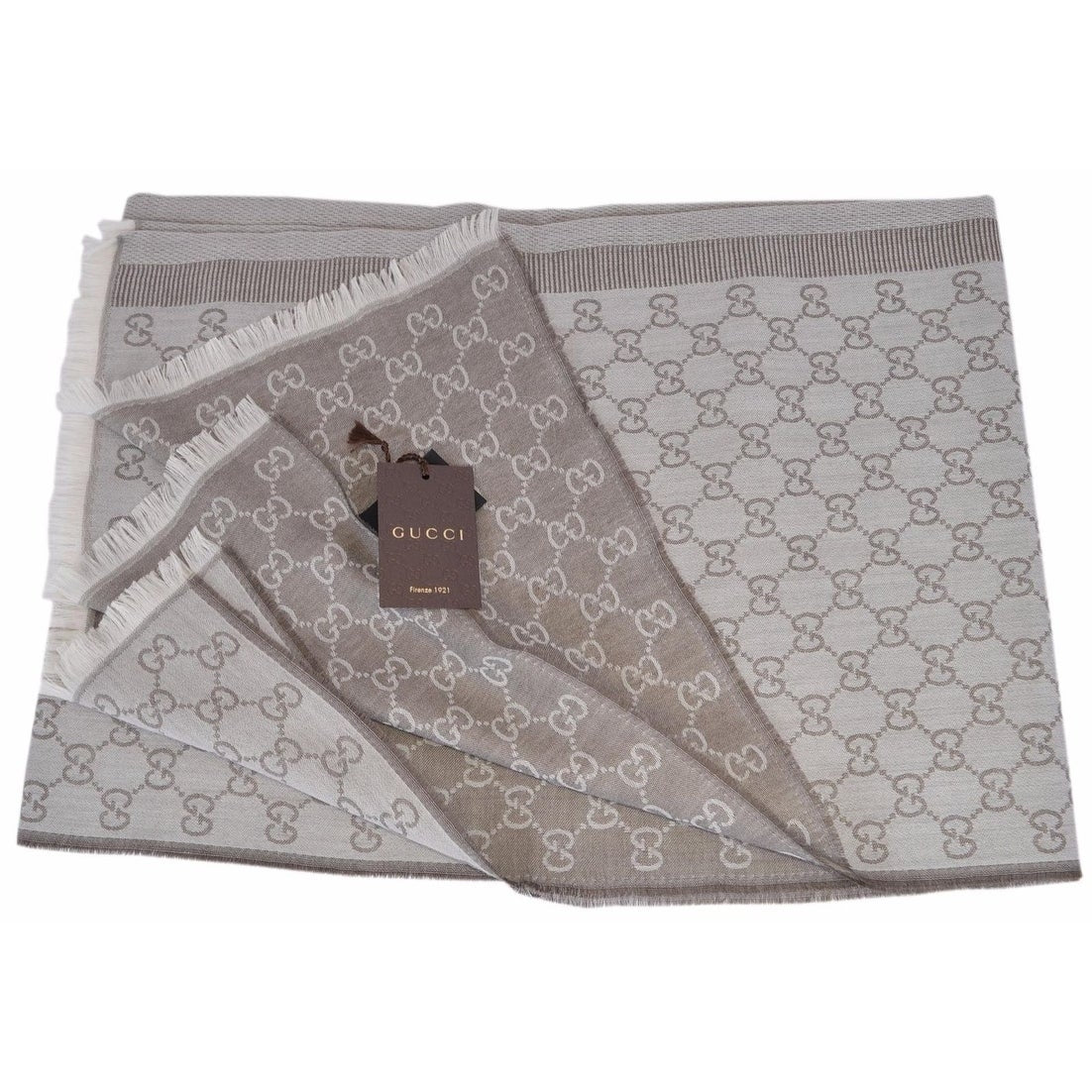 Bufanda Gucci para hombre 70x195 marrón claro