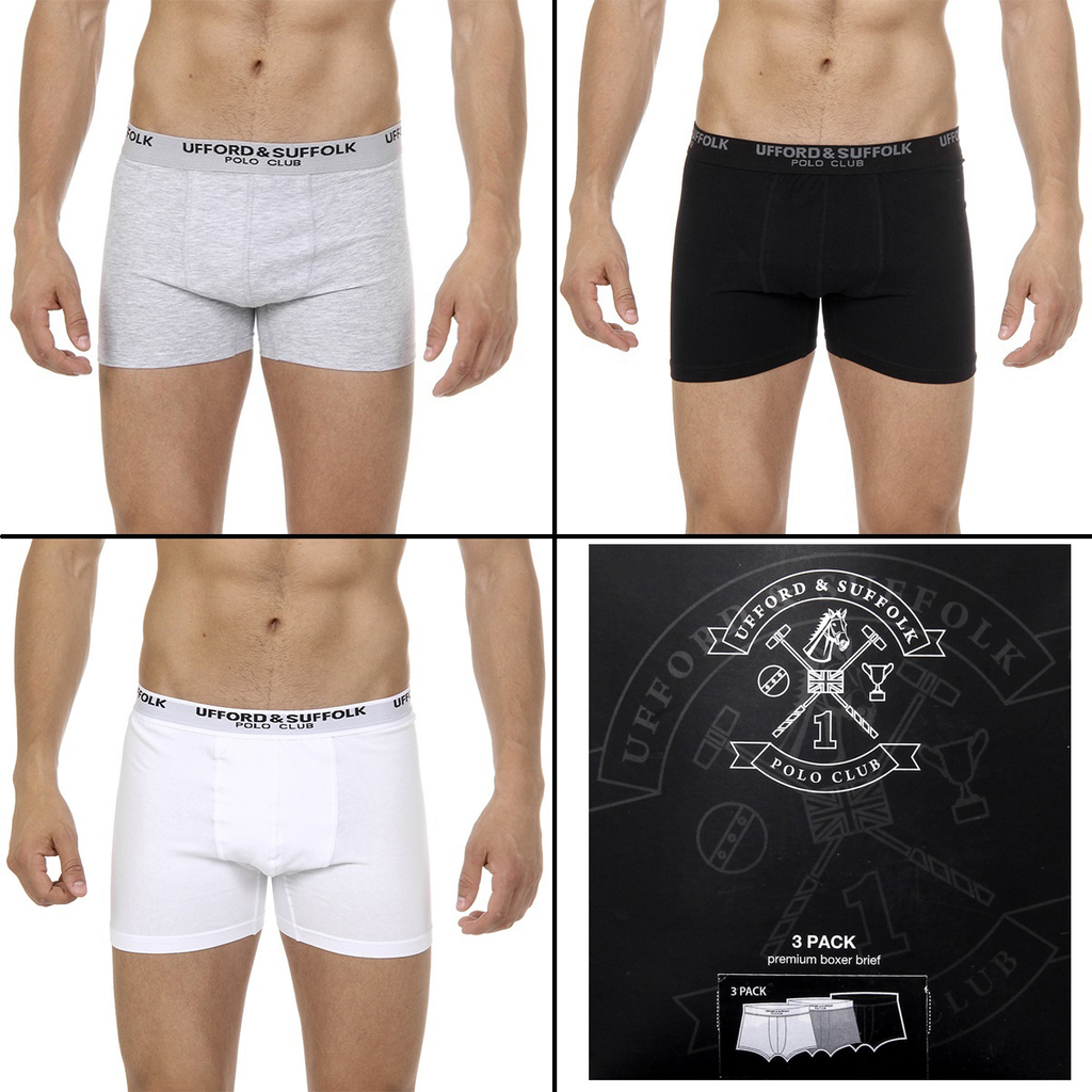 Pack de tres calzoncillos tipo bóxer para hombre del Ufford & Suffolk Polo Club, US$100