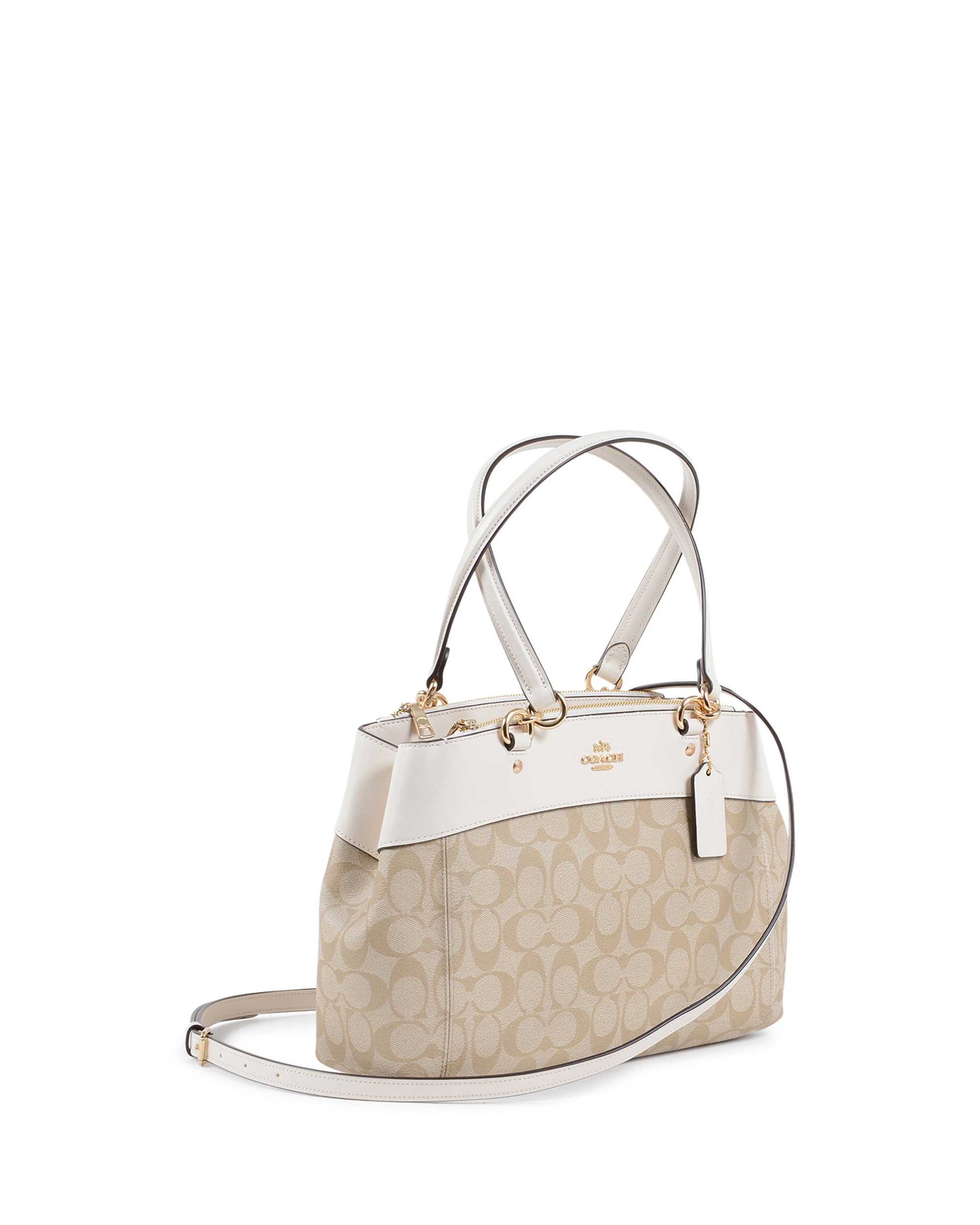 Bolso de mano Coach para mujer beige y blanco F25396 CHALK