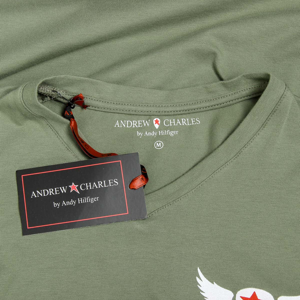 Camiseta Andrew Charles para hombre, manga corta, cuello en V, verde, KENAN
