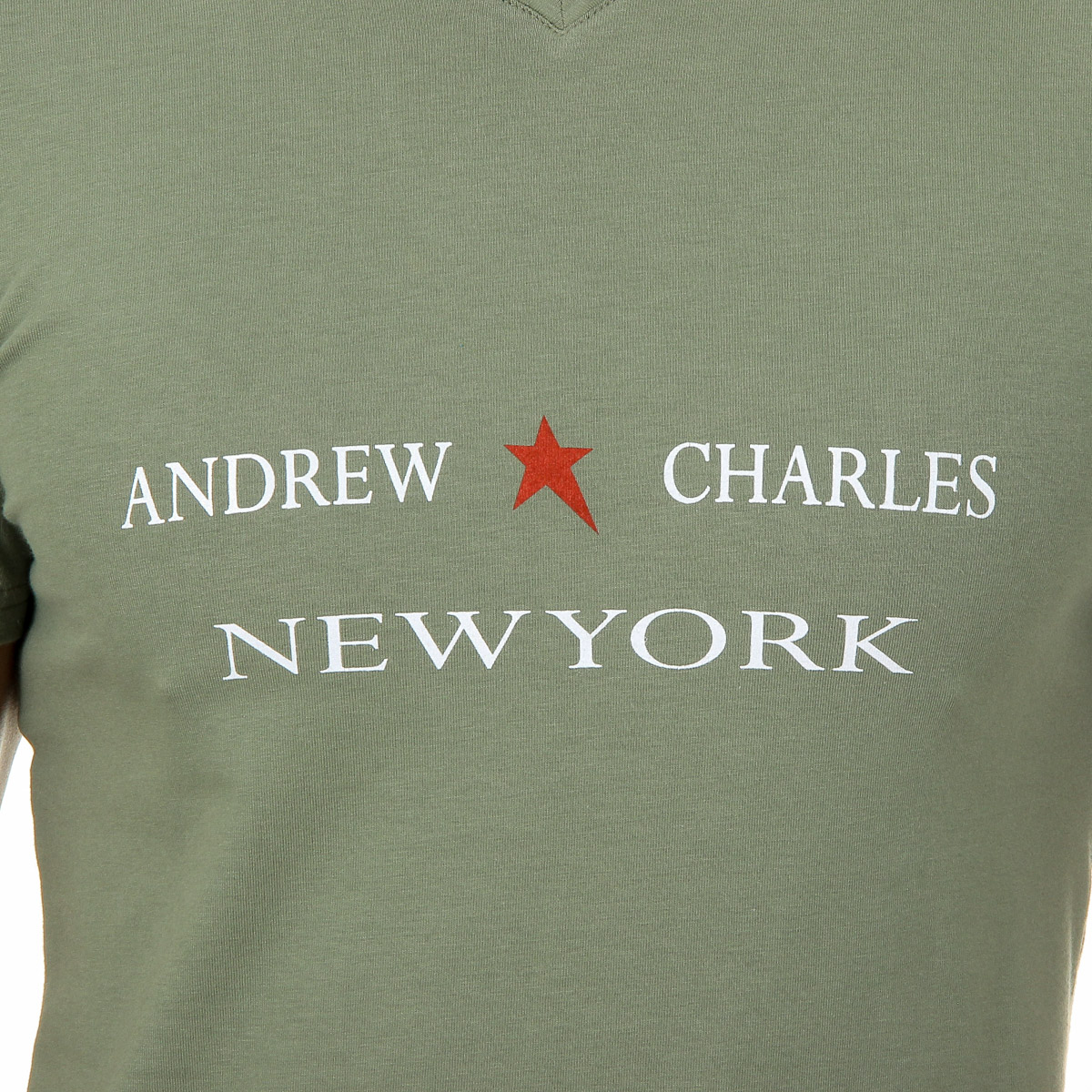 Camiseta Andrew Charles para hombre, manga corta, cuello en V, verde, KENAN