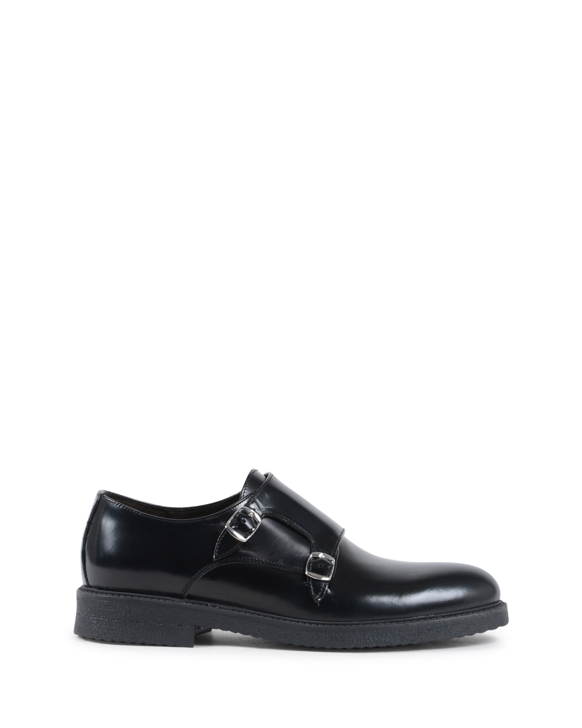 19V69 Italia - Zapato de hombre con doble hebilla, color negro, 1210 G, ABRASIVATO NERO