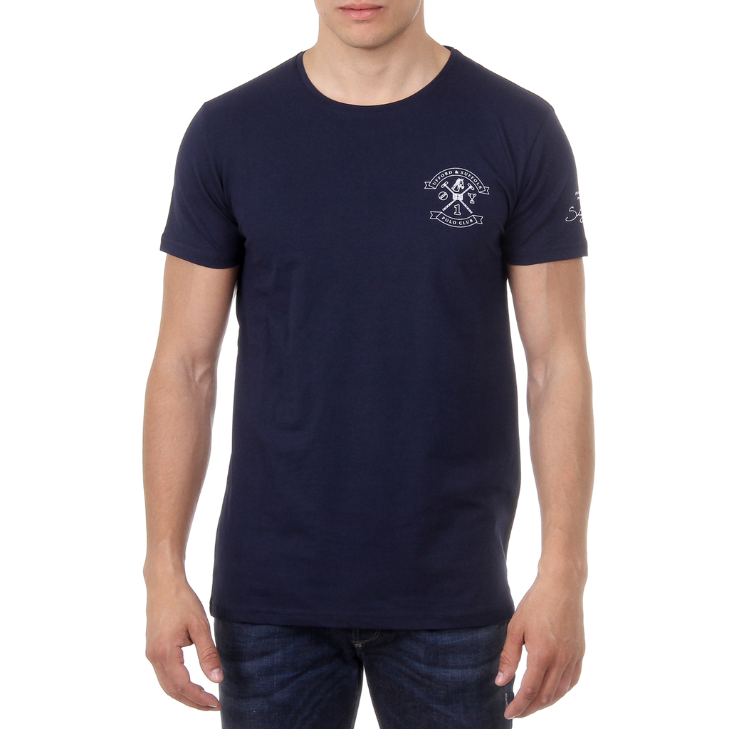 Camiseta de hombre Ufford & Suffolk Polo Club, manga corta, cuello redondo, US028, azul marino