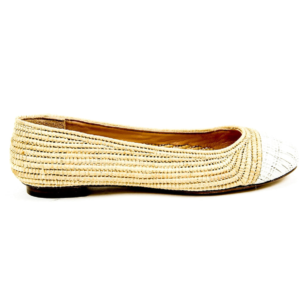 Bailarina de mujer Robert Clergerie Paris GINO TRAME BLANC PAILLE NATURELLE D