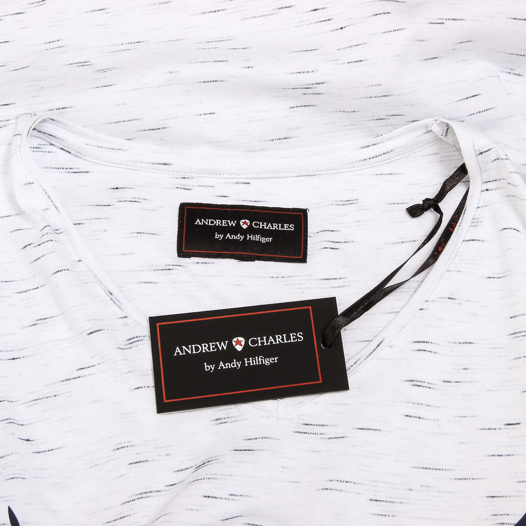 Andrew Charles Mens T-Shirt Short Sleeves V-Neck White AARON