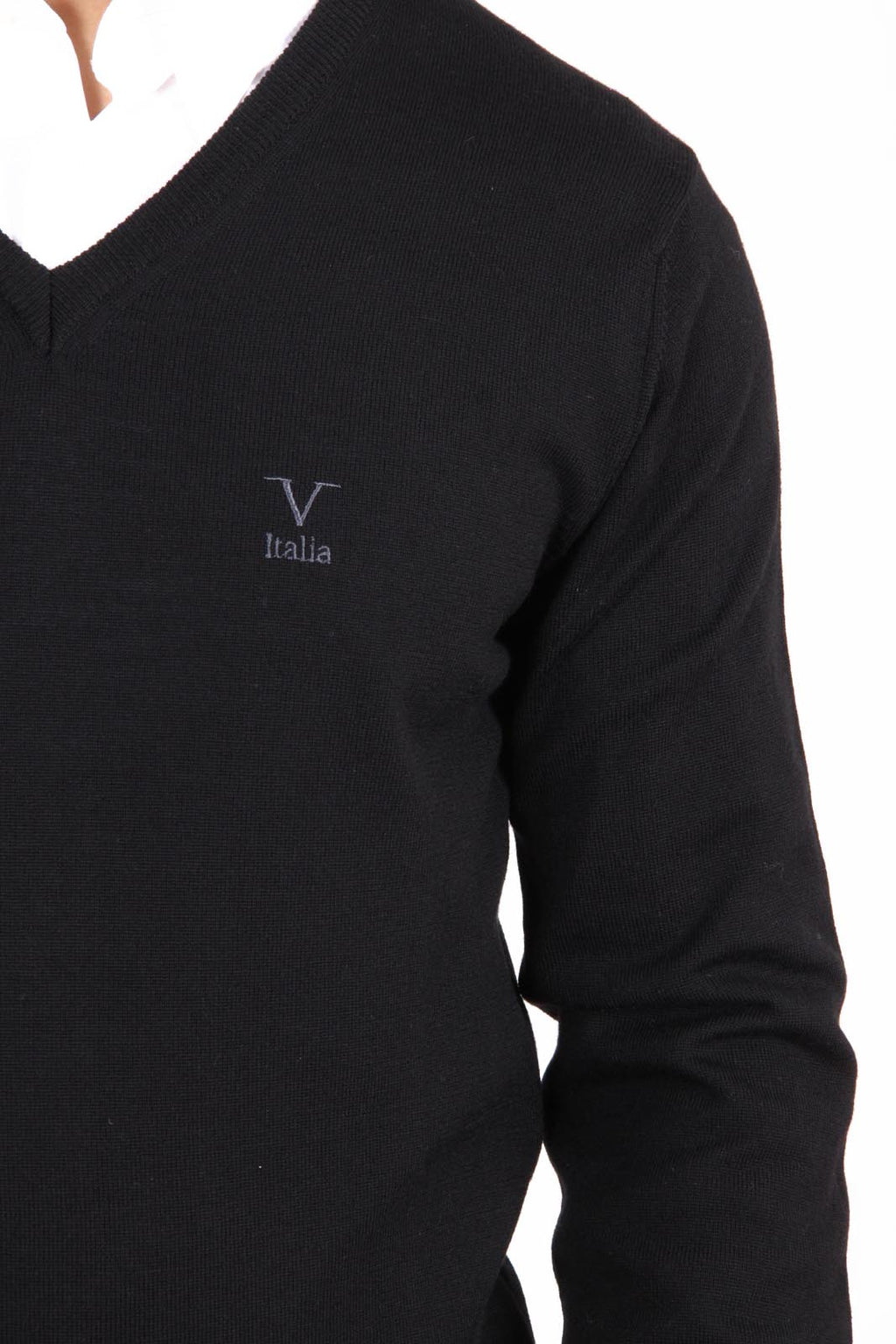 V 1969 Italia Jersey con cuello de pico para hombre 9801 SCOLLO V NERO