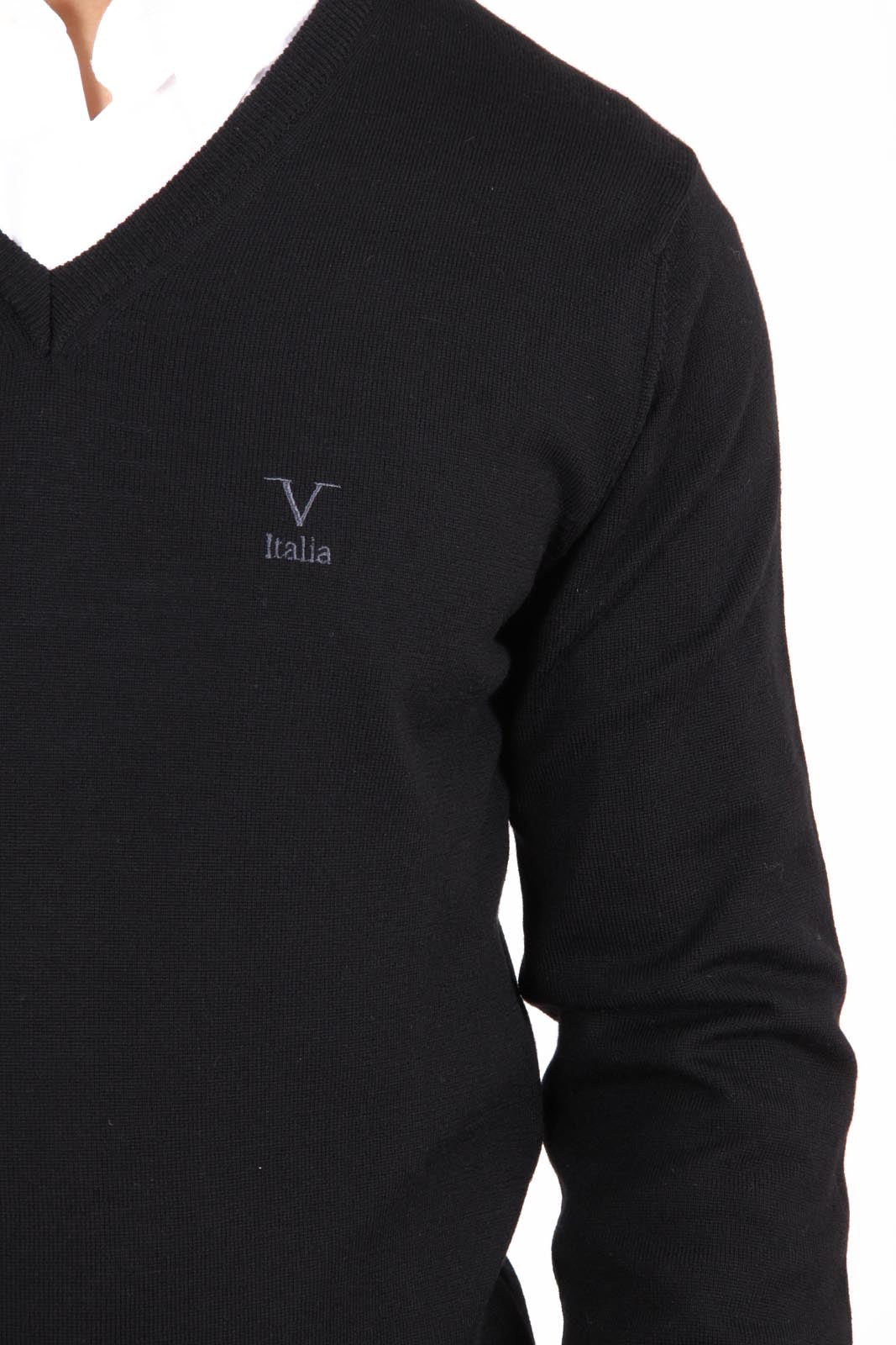 V 1969 Italia Jersey con cuello de pico para hombre 9801 SCOLLO V NERO