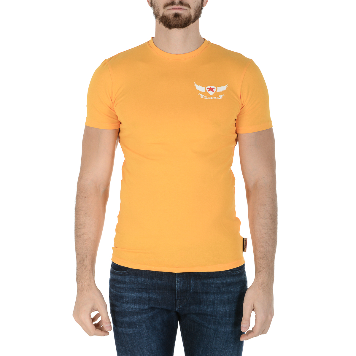 Camiseta Andrew Charles para hombre, manga corta, cuello redondo, amarilla, KEITA
