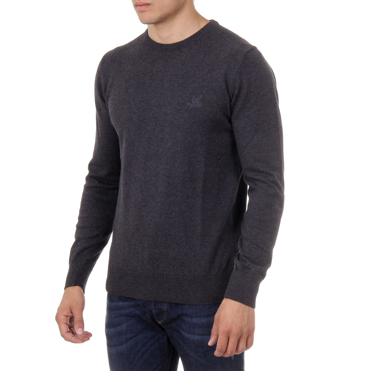 Ufford & Suffolk Polo Club Mens Sweater Long Sleeves Round Neck PULLRUS100 ANTHRACITE
