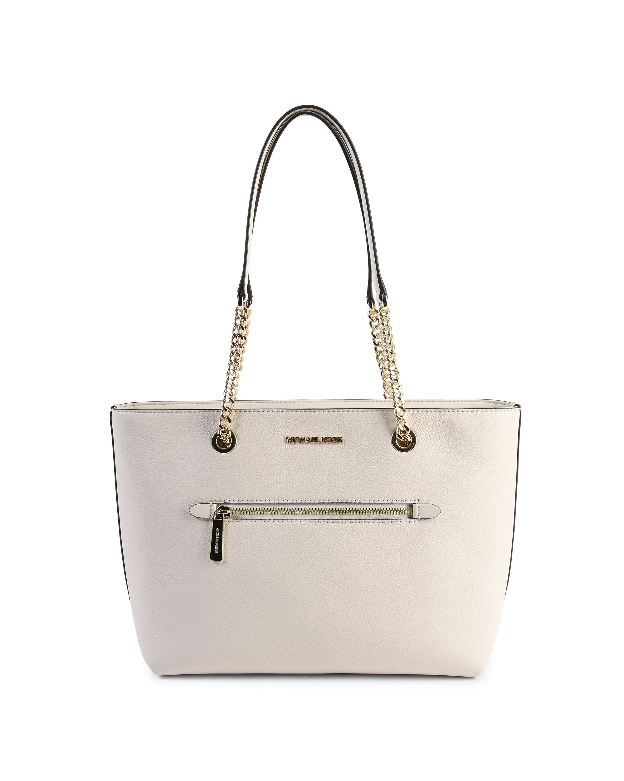 Michael Kors Bolso tote mediano con cadena y cremallera delantera 35F2GTTT2L LT CREAM