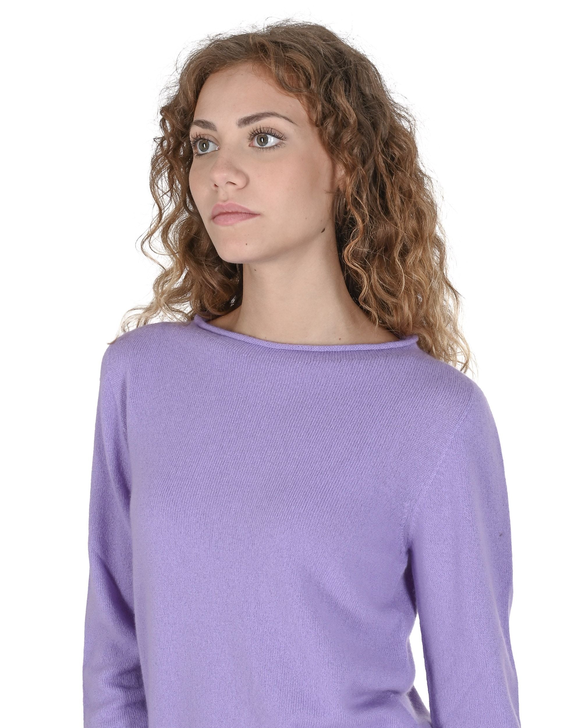 Suéter de cuello barco para mujer de cachemira Crown of Edinburgh COE 0025 LAVANDA