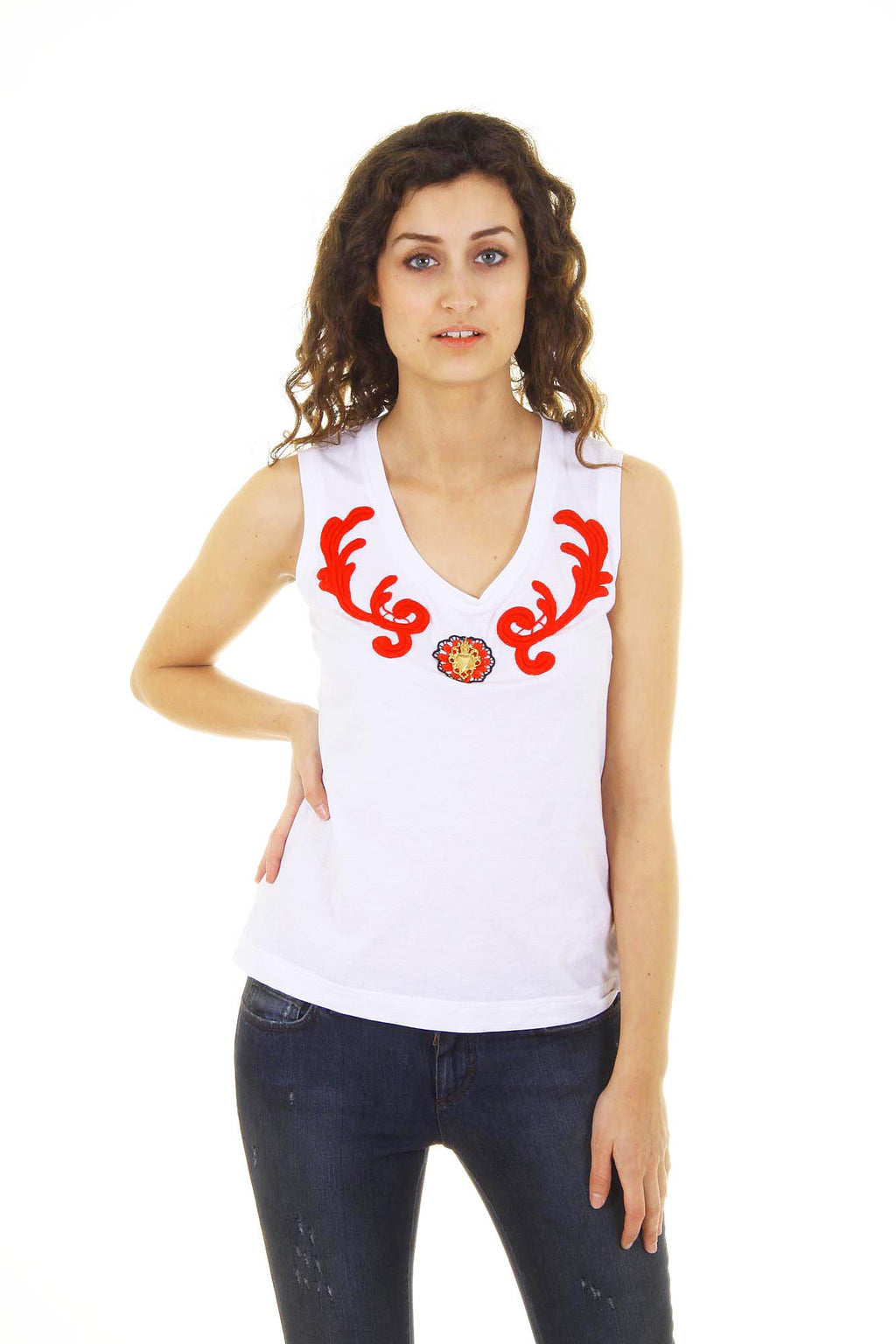 Camiseta sin mangas Dolce & Gabbana para mujer F8G68Z G7DQL W0800