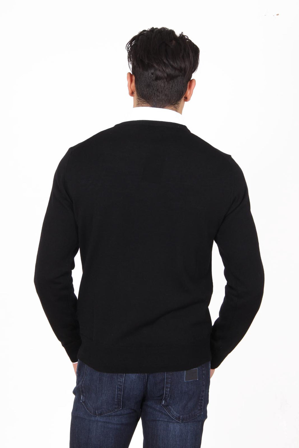 Suéter de cuello redondo para hombre V 1969 Italia 9800 GIROCOLLO NERO