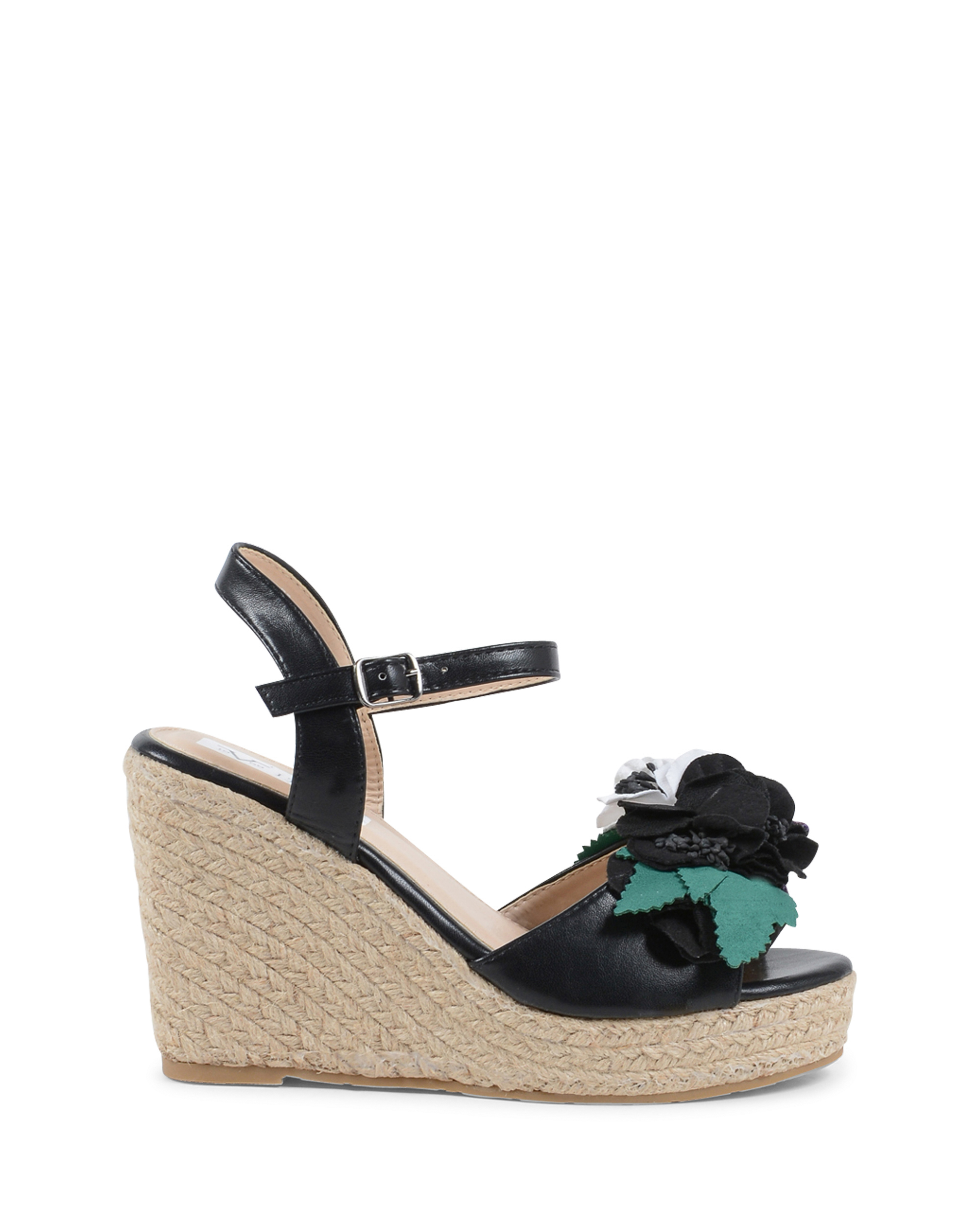 19V69 Italia Sandalia de cuña para mujer Negra V212 NEGRO