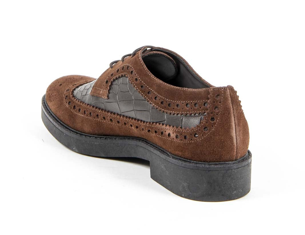 V 1969 Italia Zapato Brogue para Mujer B1670 VELOUR COCCO T. MORO