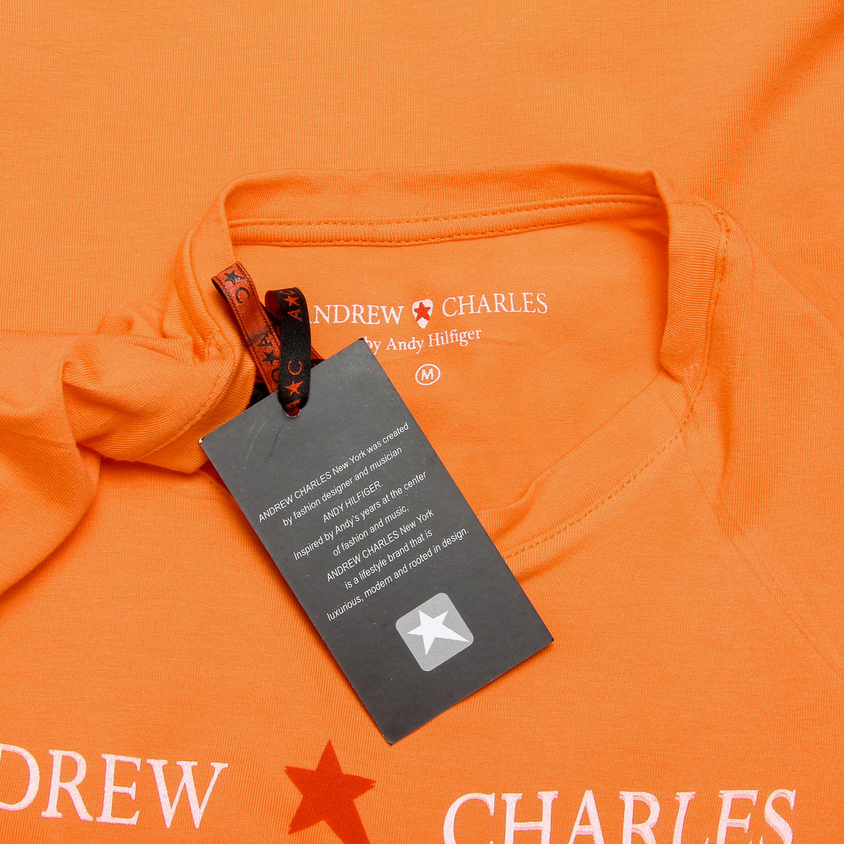 Camiseta Andrew Charles para hombre, manga corta, cuello redondo, naranja, KEITA