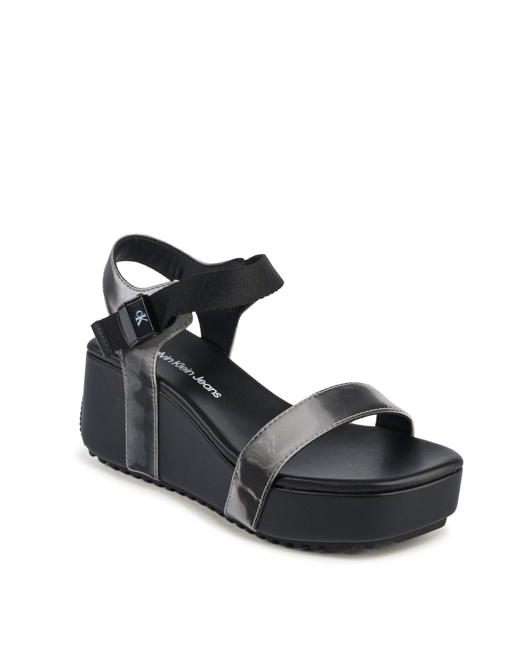 Calvin Klein - Sandalias de cuña para mujer, color negro, YW0YW013660GN