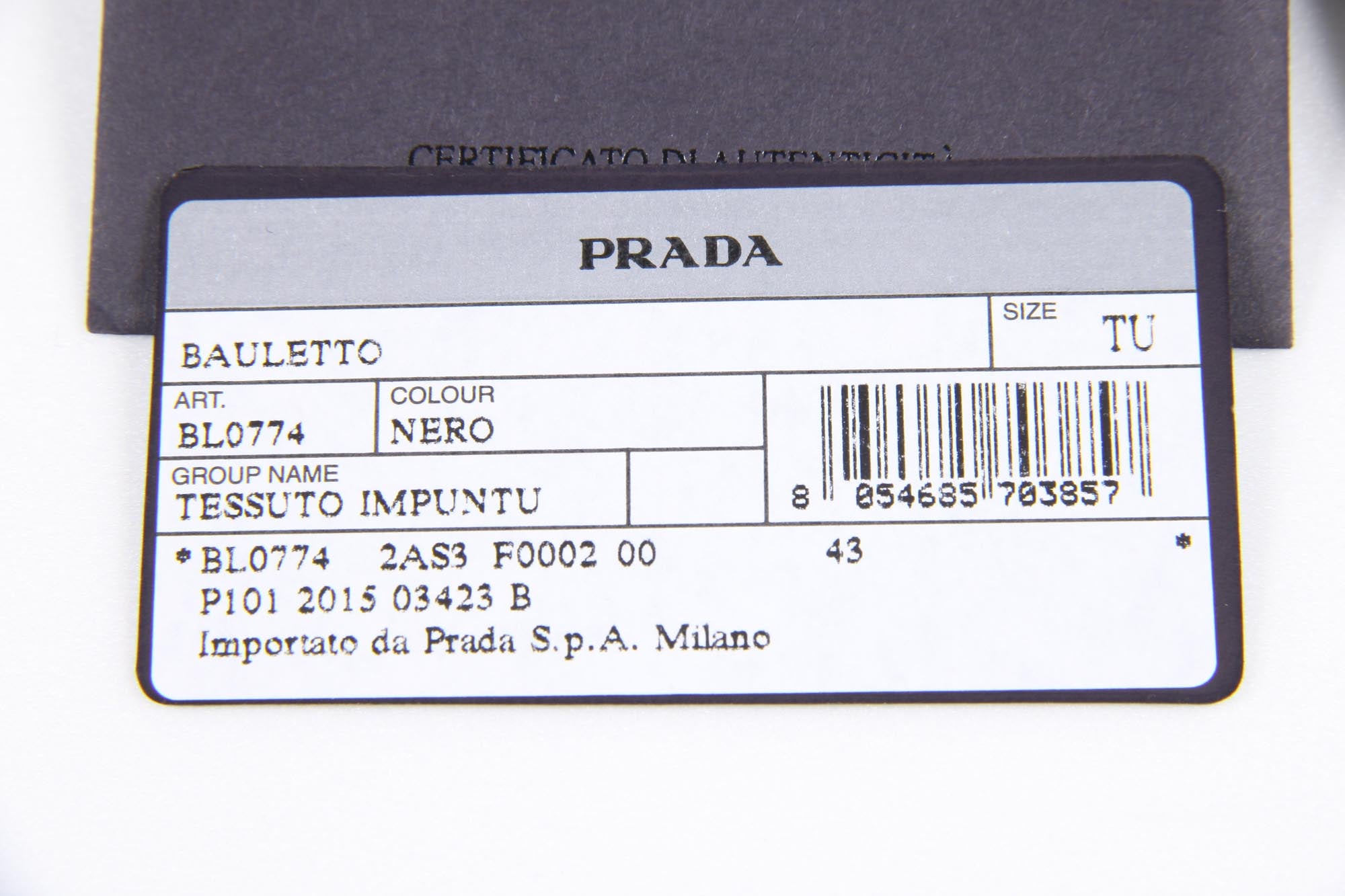 Bolso acolchado Prada BL0774 Nero Tessuto Impuntu