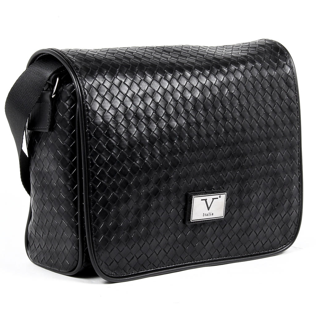 Bolso de mano para hombre V 1969 Italia negro LEROY