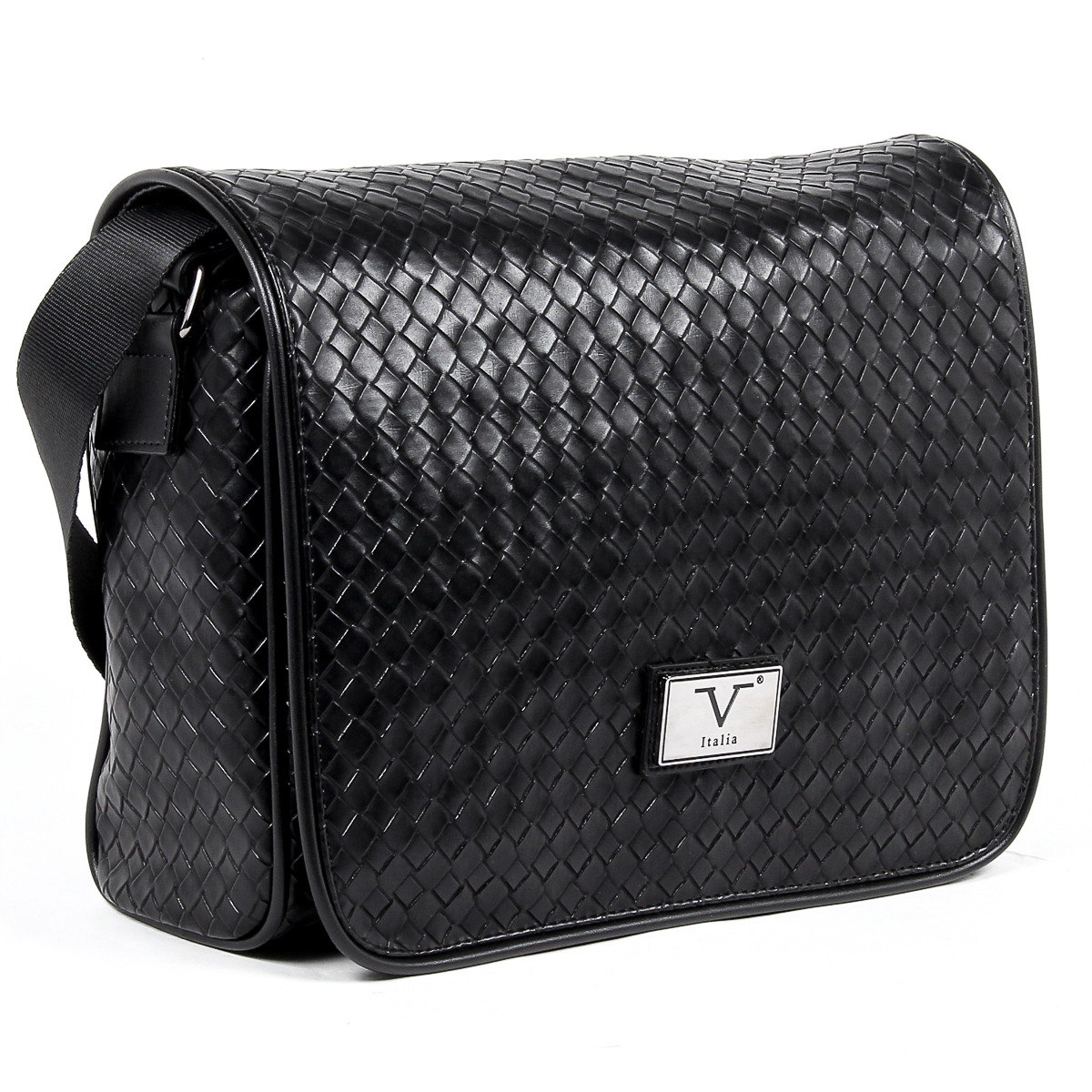 Bolso de mano para hombre V 1969 Italia negro LEROY