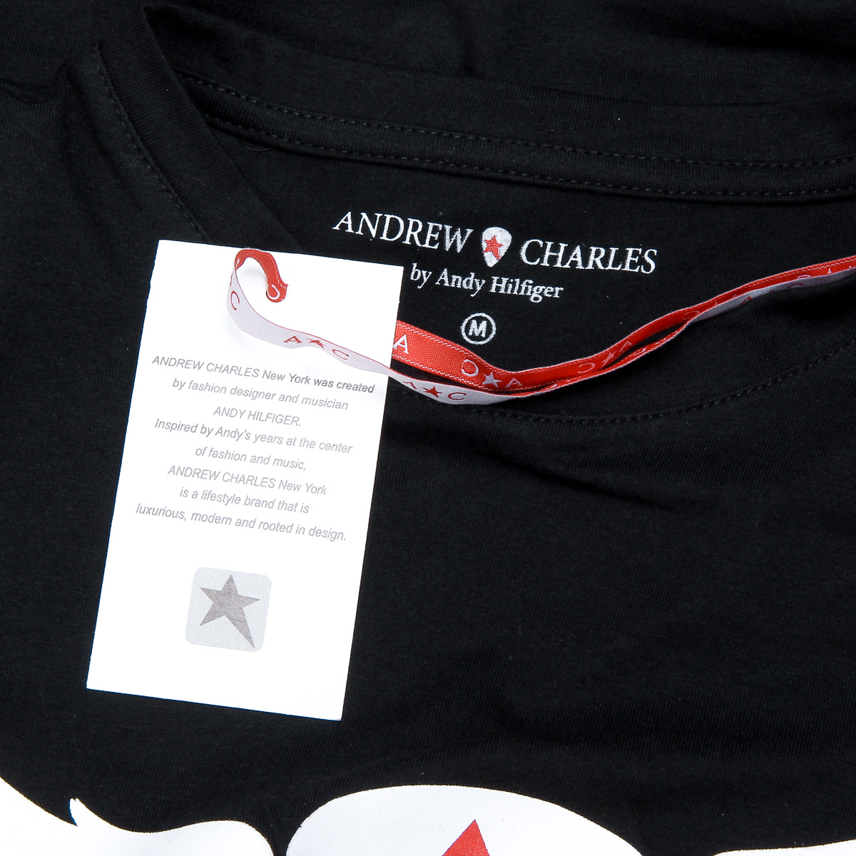 Camiseta Andrew Charles para mujer, manga corta, cuello redondo, color negro TARANA