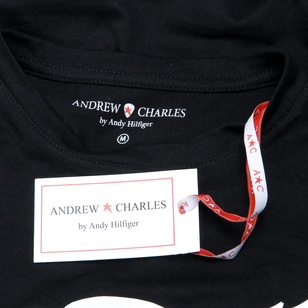Camiseta Andrew Charles para mujer, manga corta, cuello redondo, color negro TARANA