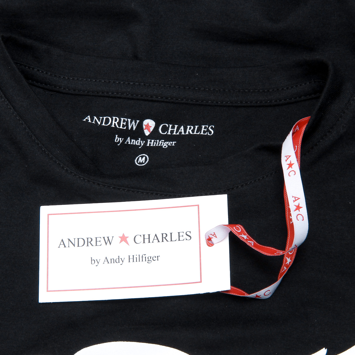 Camiseta Andrew Charles para mujer, manga corta, cuello redondo, color negro TARANA
