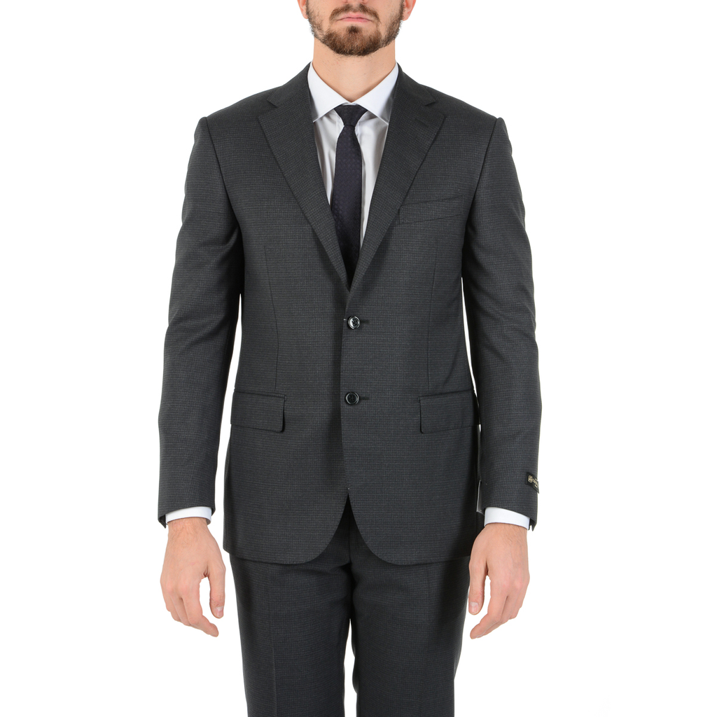 Corneliani Mens Suit Long Sleeves Dark Grey Super 130's
