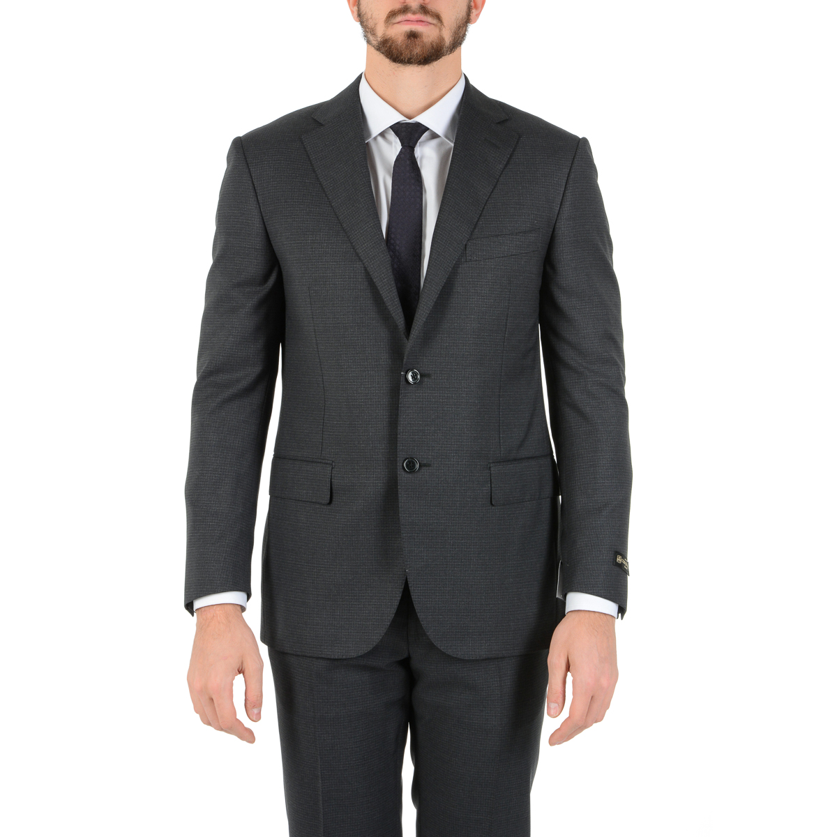 Corneliani Mens Suit Long Sleeves Dark Grey Super 130's